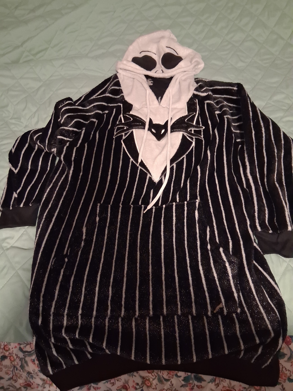 Disney Black and White Jack Skellington Plush Pullover Hoodie - Picture 1 of 2